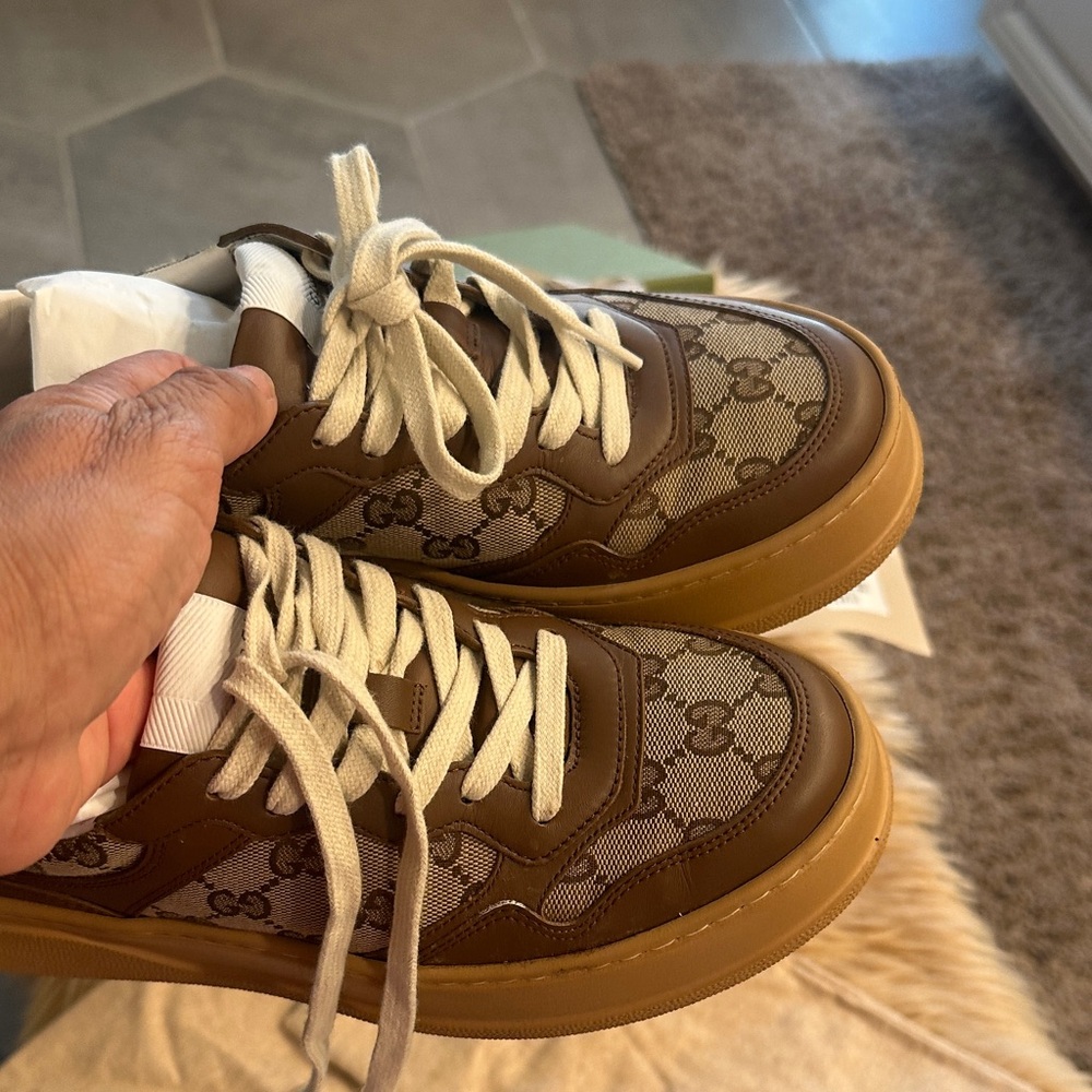Gucci Men's Monogram Brown Sneakers